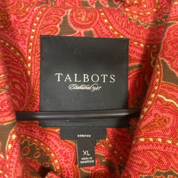 Talbots Paisley Print Button Front Jacket Blazer Red/Brown Womens size XL - Picture 4 of 8